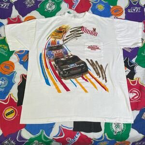 Vintage 1992 Winston Cup Double-Sided Pocket Shirt Mens White USA NASCAR